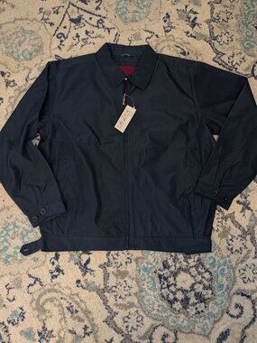 Men's Jacket XXL Blue Lightweight Zip Up Bomber Spring Workwear Lined Coat